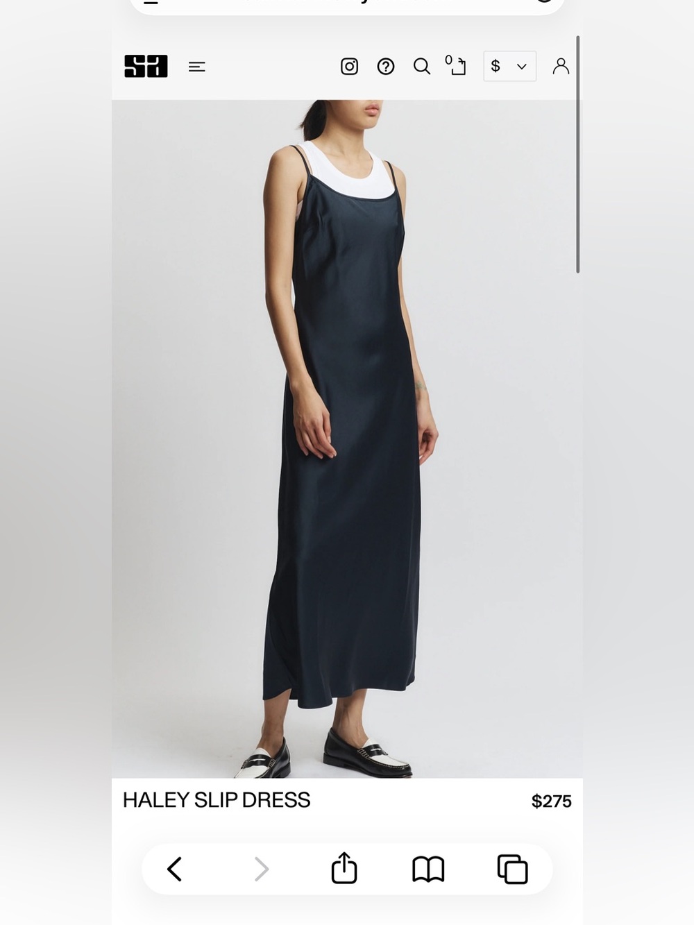 Saint Art Haley navy slip dress